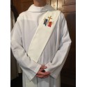 Étole blanche pour diacre avec logo du diocèse aux Armées