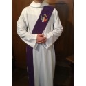 Étole violette pour diacre avec logo du diocèse aux Armées