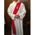 Étole rouge pour diacre avec logo du diocèse aux Armées