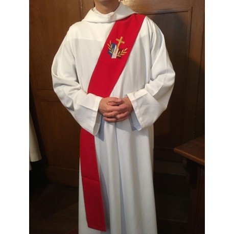 Étole réversible Rouge/Verte pour diacre avec logo du diocèse aux Armées