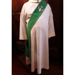 Étole verte pour diacre avec logo du diocèse aux Armées